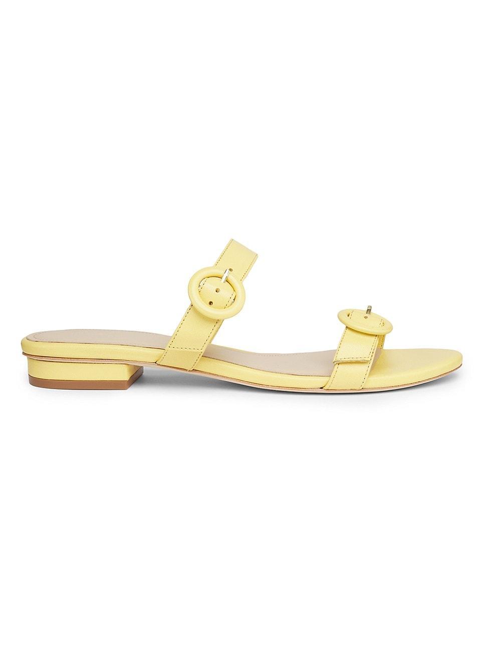 Womens Double Buckle Leather Flat Sandals Product Image