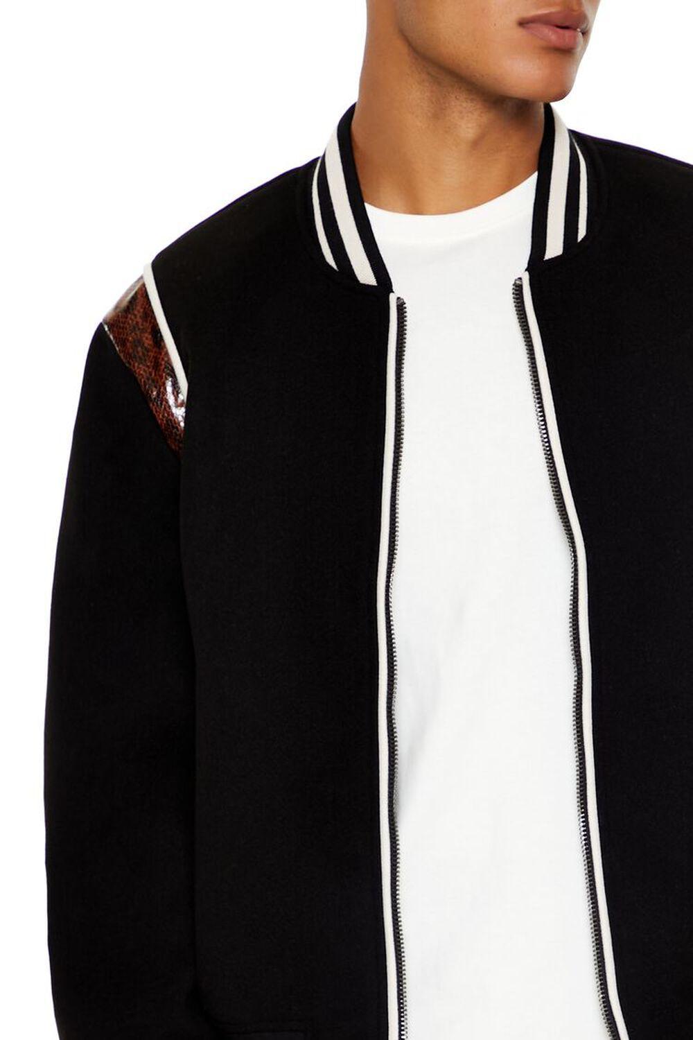 Snake Print Varsity Bomber Jacket | Forever 21 Product Image