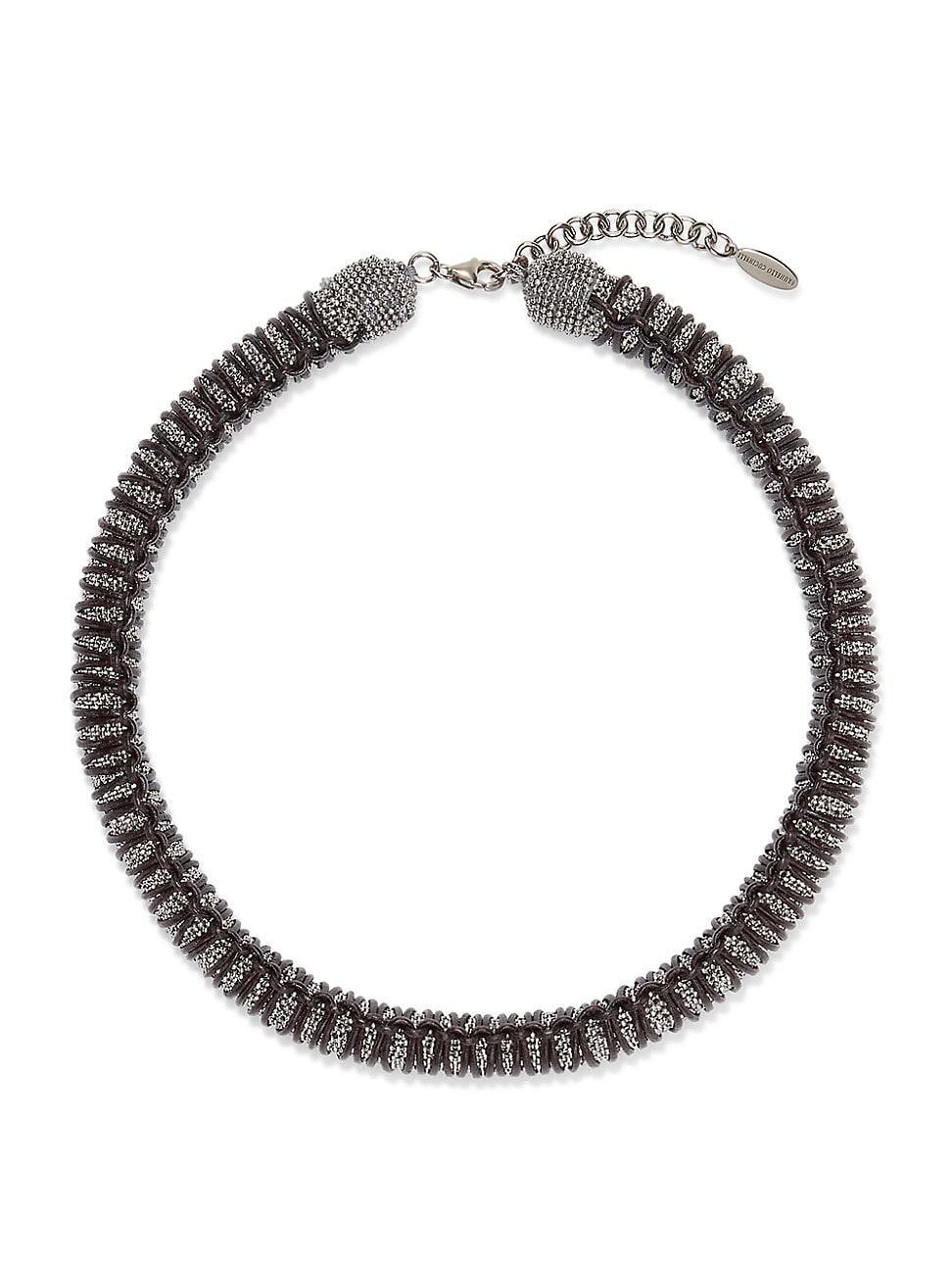 Womens Monili and Braided Leather Choker Product Image