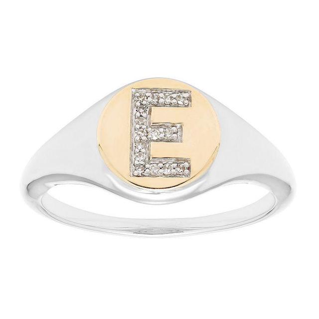 Its Personal 14k Gold Over Sterling Silver Diamond Accent Initial Signet Ring, Womens White Product Image