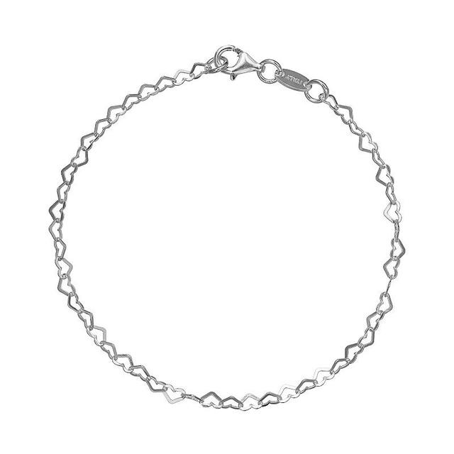 PRIMROSE Sterling Silver Open Heart Link 8 Inch Chain Bracelet, Womens Product Image