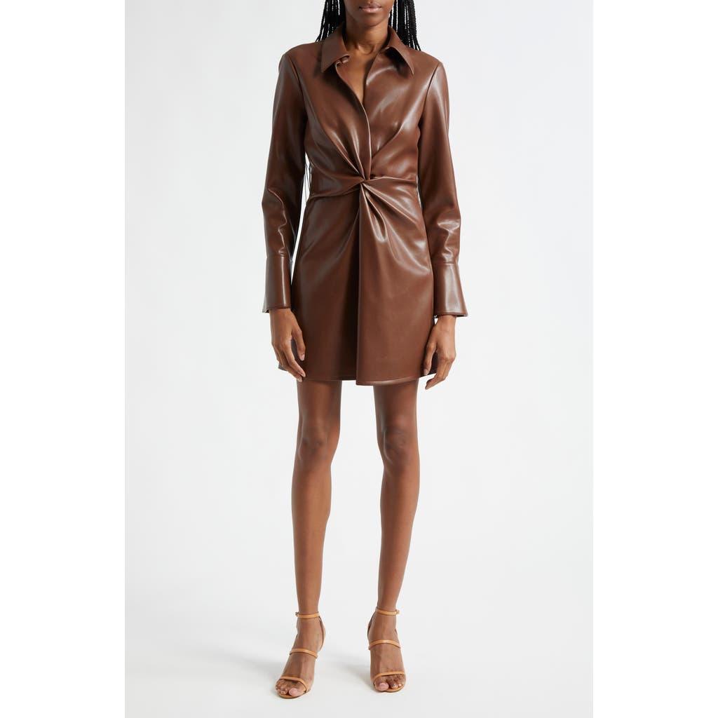 Mckenna Faux-leather Mini Shirtdress In Tobacco Product Image