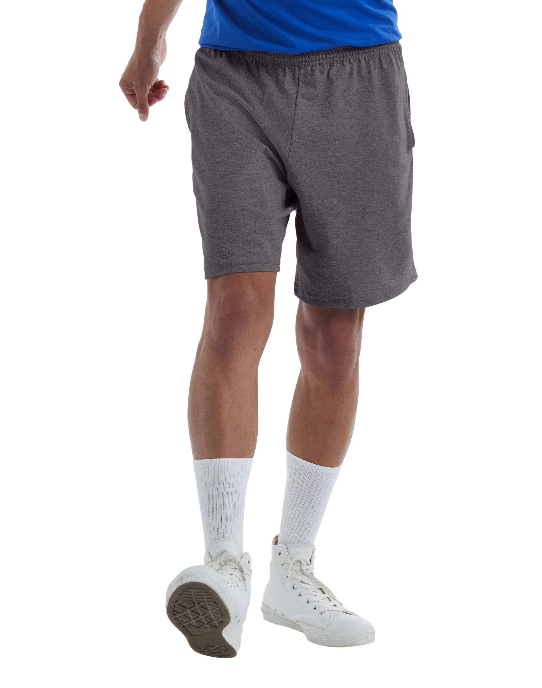 Mens Hanes ComfortSoft Jersey Pocket Shorts Grey Heather Product Image