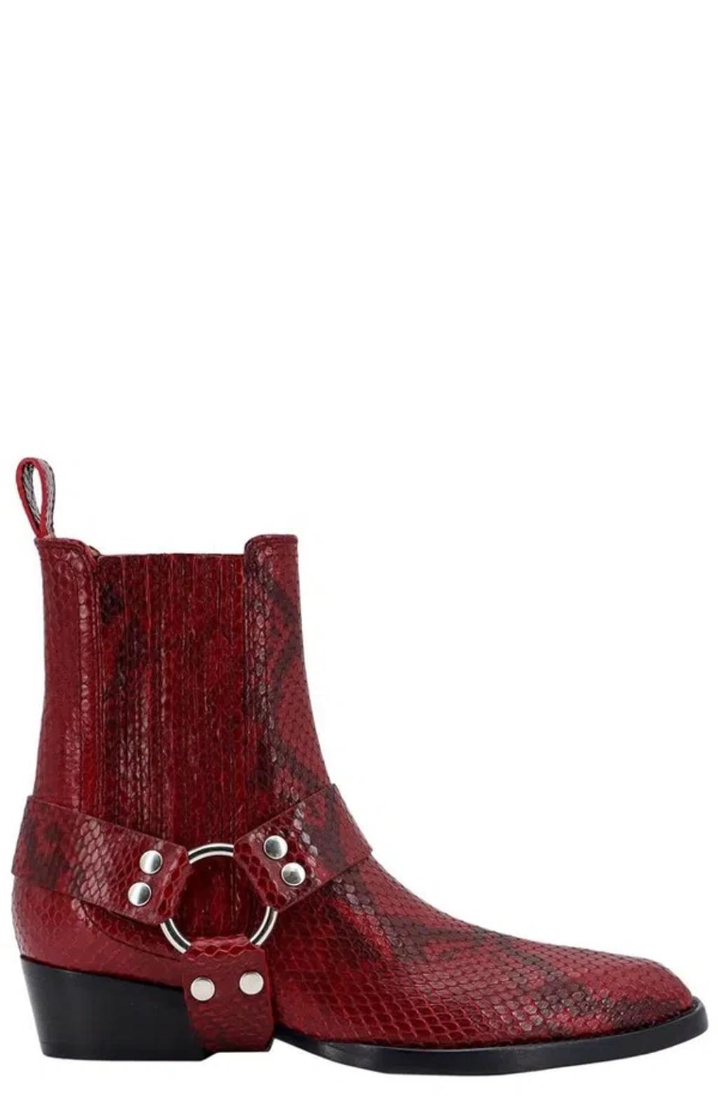 Helena Embossed Ankle Boots In Burgunderrot product image