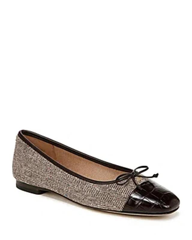 SAM EDELMAN Women's Marley Cap-toe Ballet Flats In Brown Mult Tweed,black Product Image