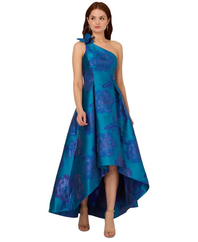 Women's One-Shoulder Jacquard High-Low Gown Product Image