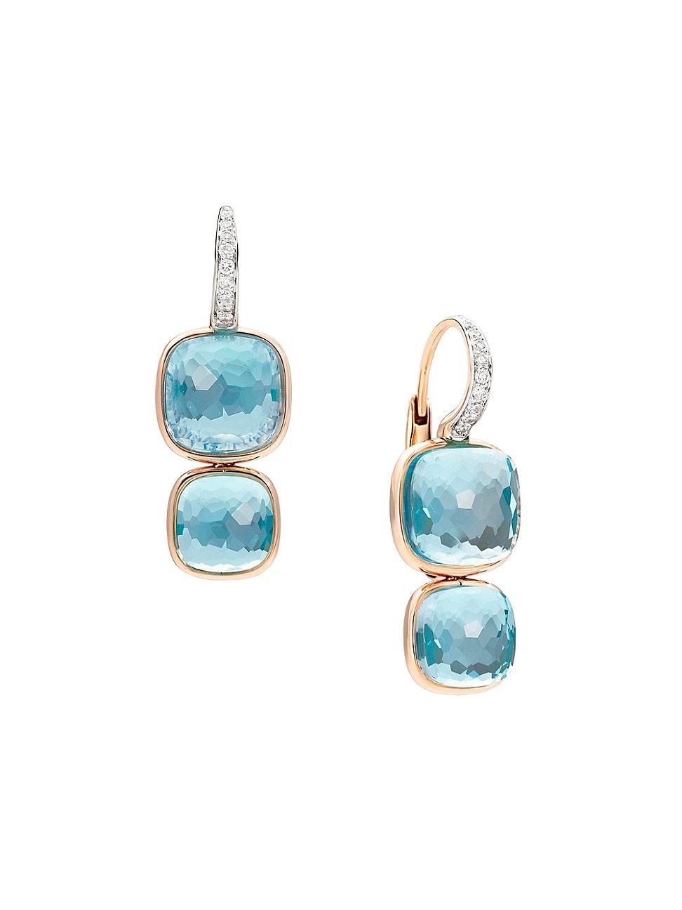 Womens Nudo 18K Rose Gold, Sky Blue Topaz & Diamond Drop Earrings - Blue Product Image