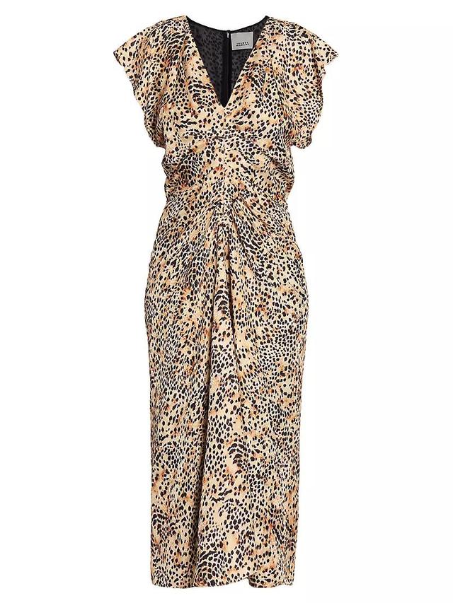 Lyndsay Animal-Print Ruched Midi-Dress Product Image