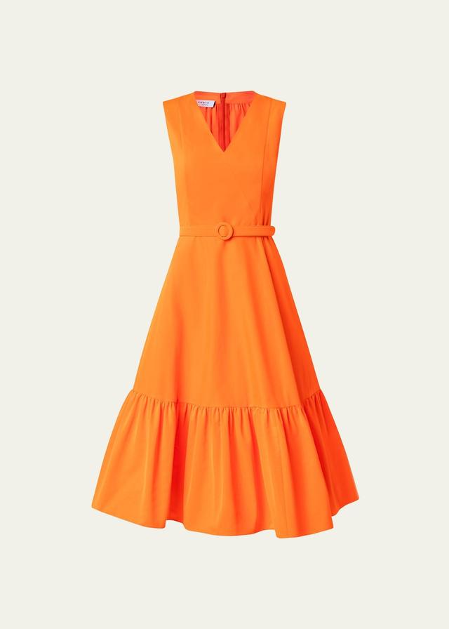 Womens Cotton-Blend V-Neck Midi-Dress Product Image