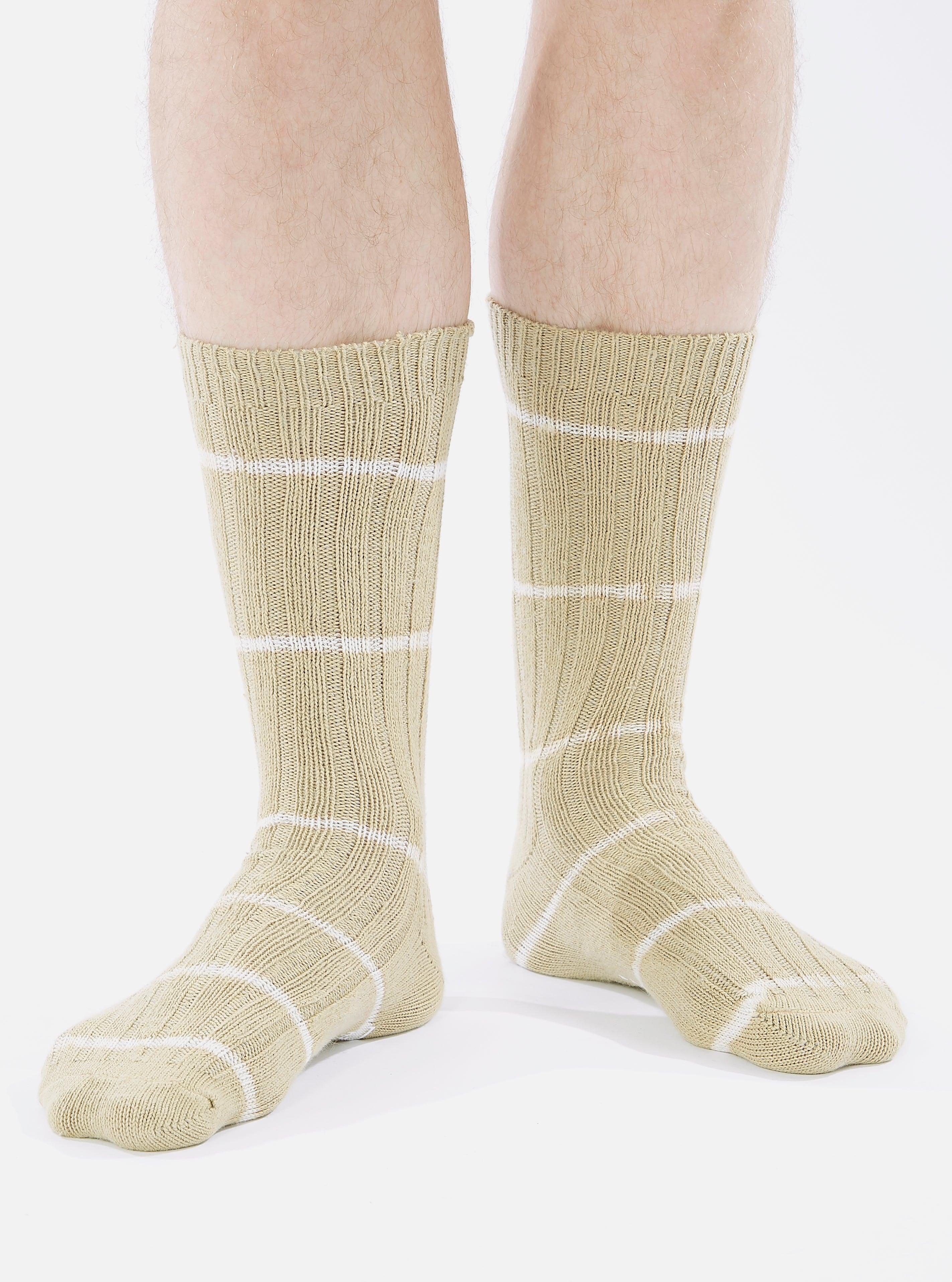 Universal Works Slub Sock in Dark Sand Tie Dye Knit Product Image