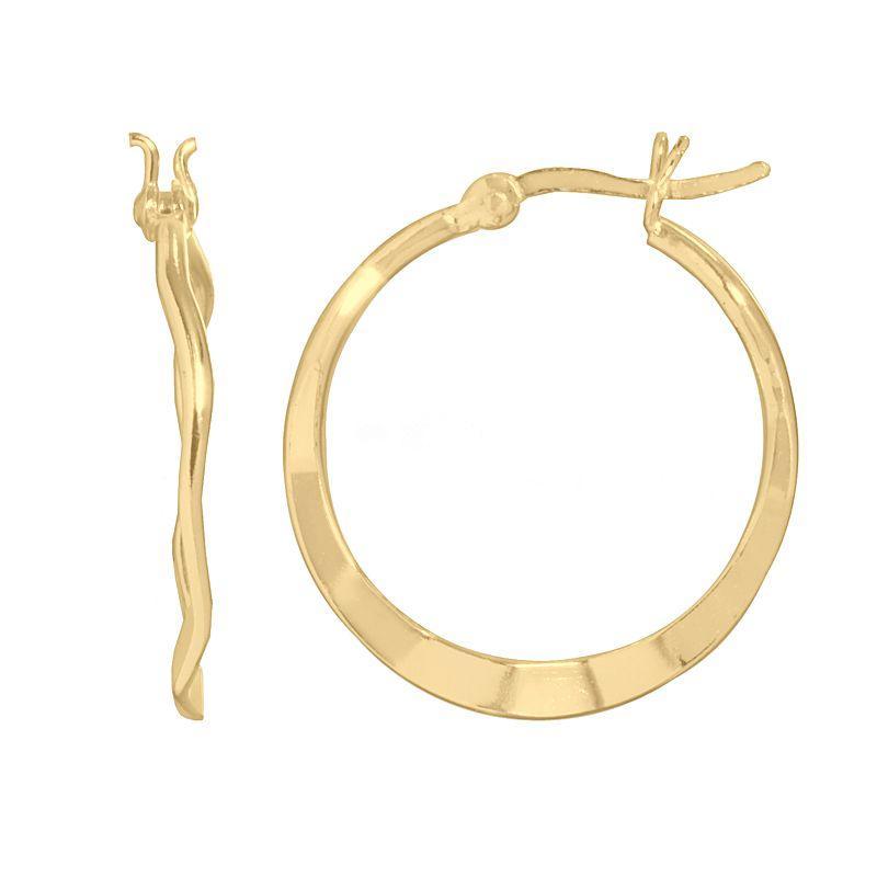 14k Gold Plated Wavy Hoop Earrings, Womens Product Image