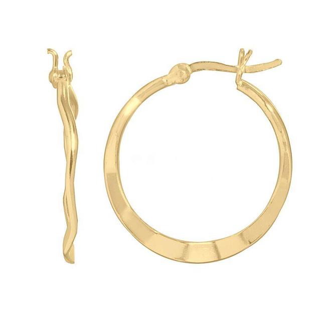 14k Gold Plated Wavy Hoop Earrings, Womens, Yellow Product Image