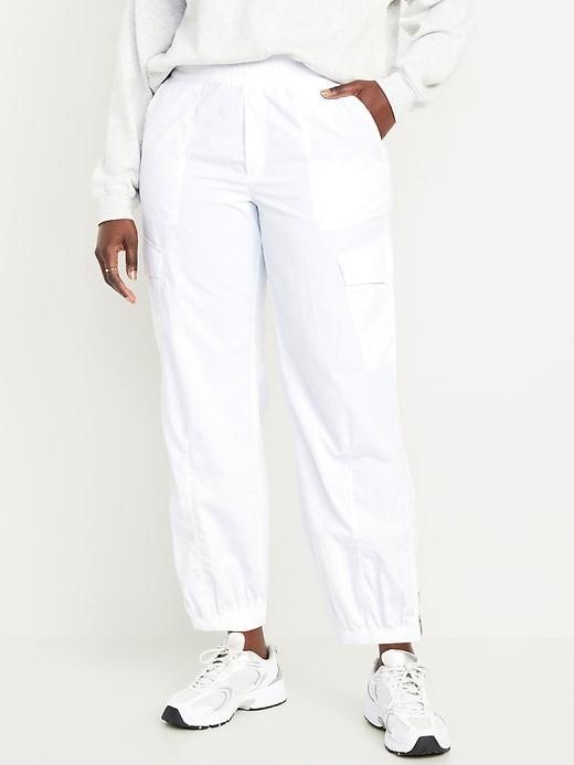 High-Waisted Ankle-Zip Cargo Joggers Product Image