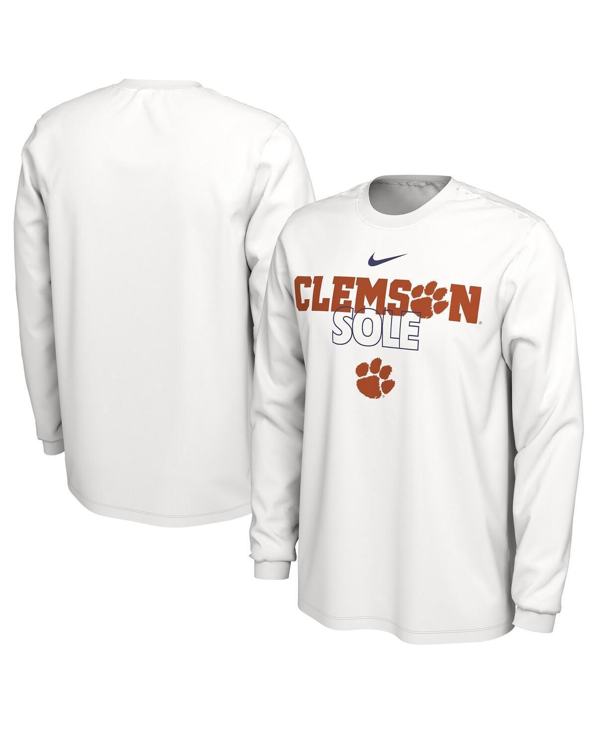 Nike White Clemson Tigers 2023 On Court Bench Long Sleeve T-Shirt, Mens Product Image