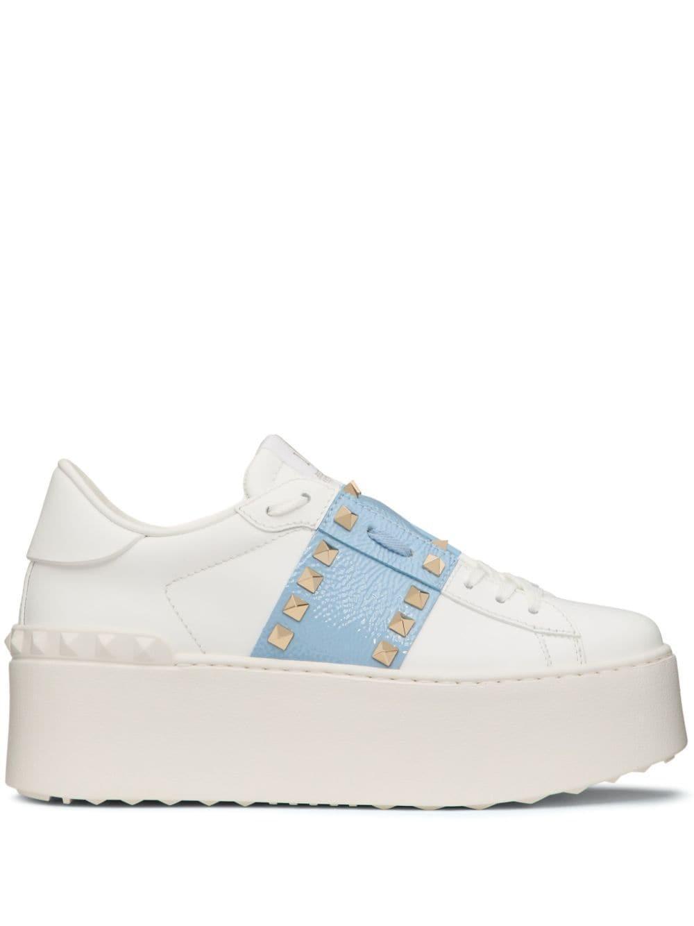 Flatform Rockstud Untitled Trainer In Calfskin With Naplack Band Woman White 40 Product Image