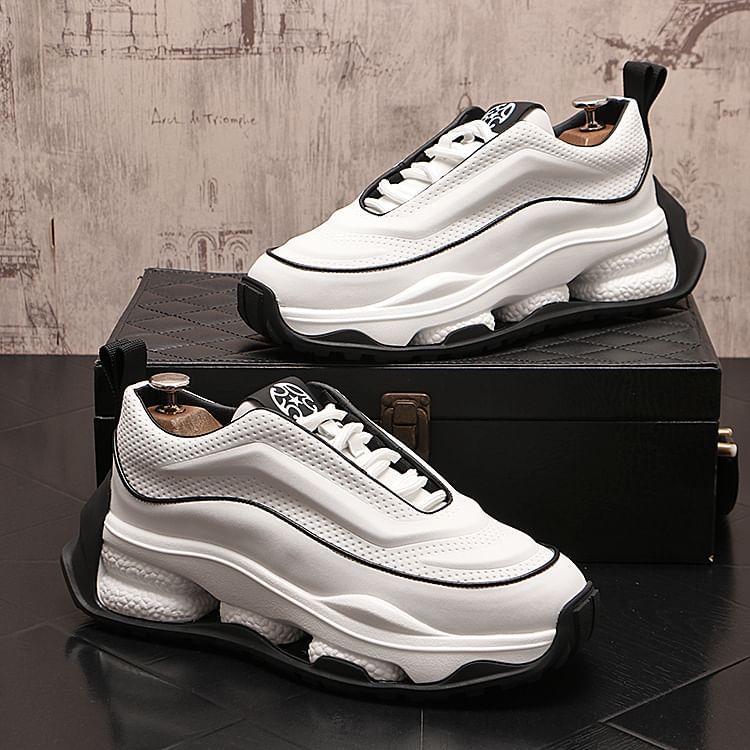 Platform Two Tone Lace-Up Sneakers Product Image