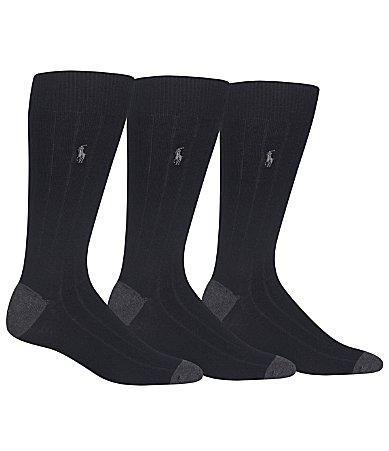 Polo Ralph Lauren Mens 3-Pk. Soft Touch Rib Dress Socks - Black/Blue Product Image