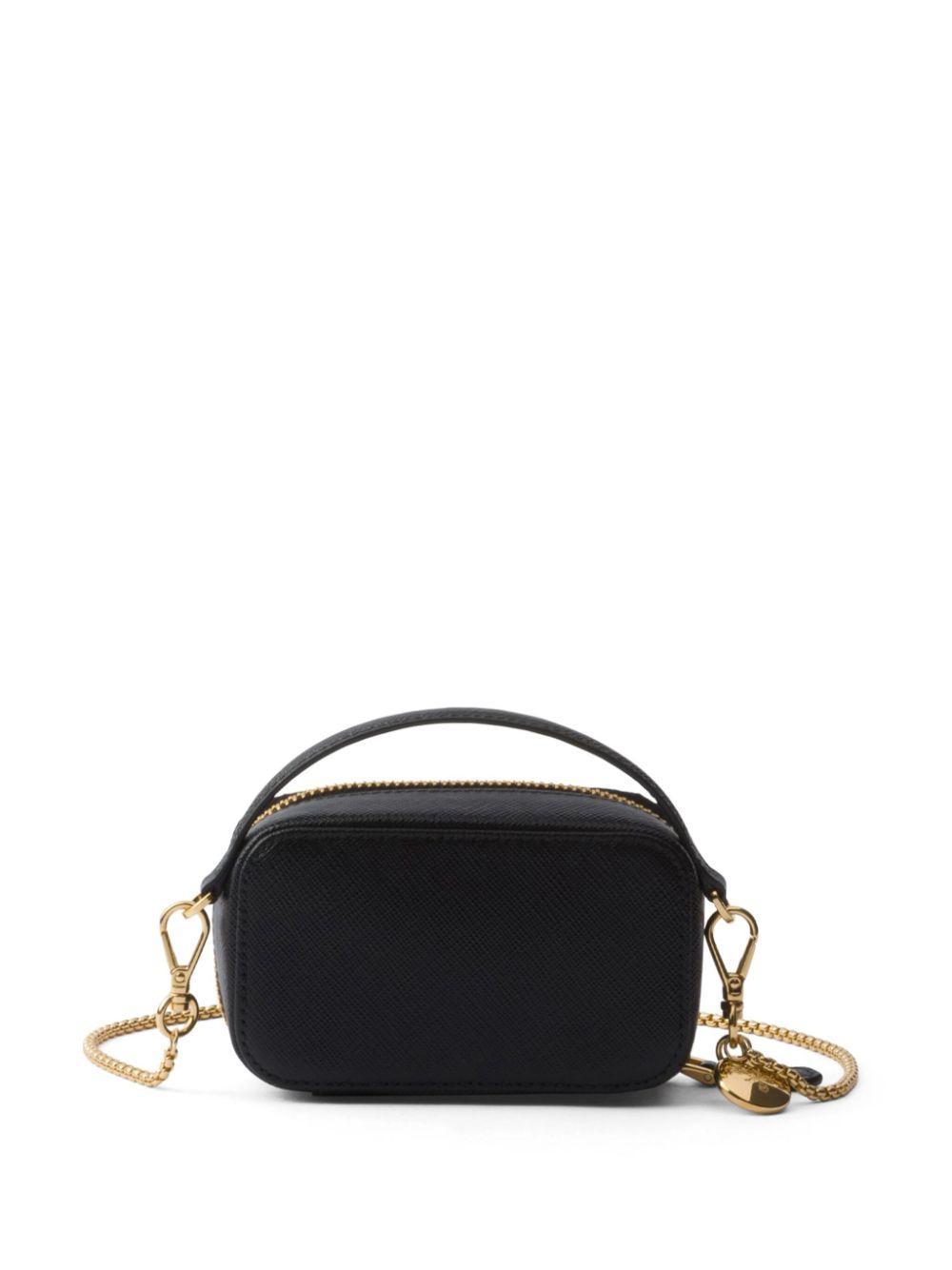 PRADA Saffiano-leather Triangle-logo Mini Bag In Nero Product Image