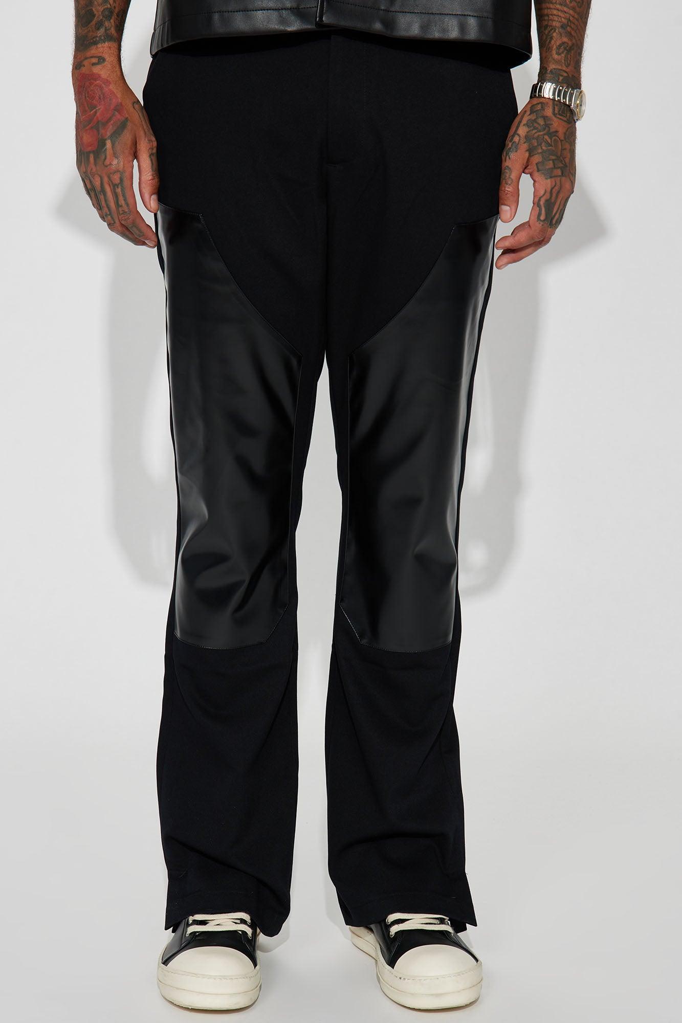 Roan PU Panel Gabardine Trousers - Black product image