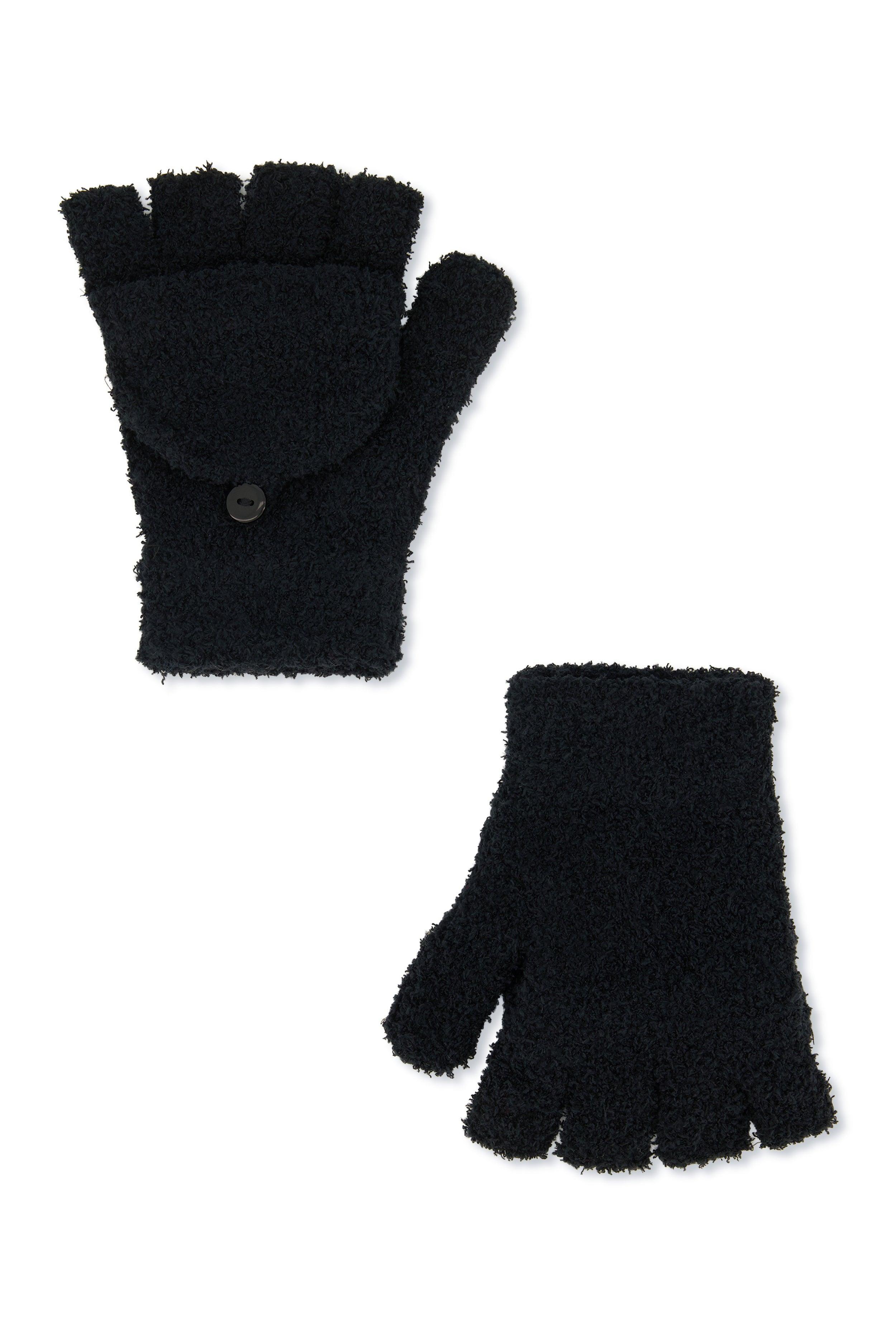 Eyelash Knit Convertible Fingerless Mittens Female Product Image