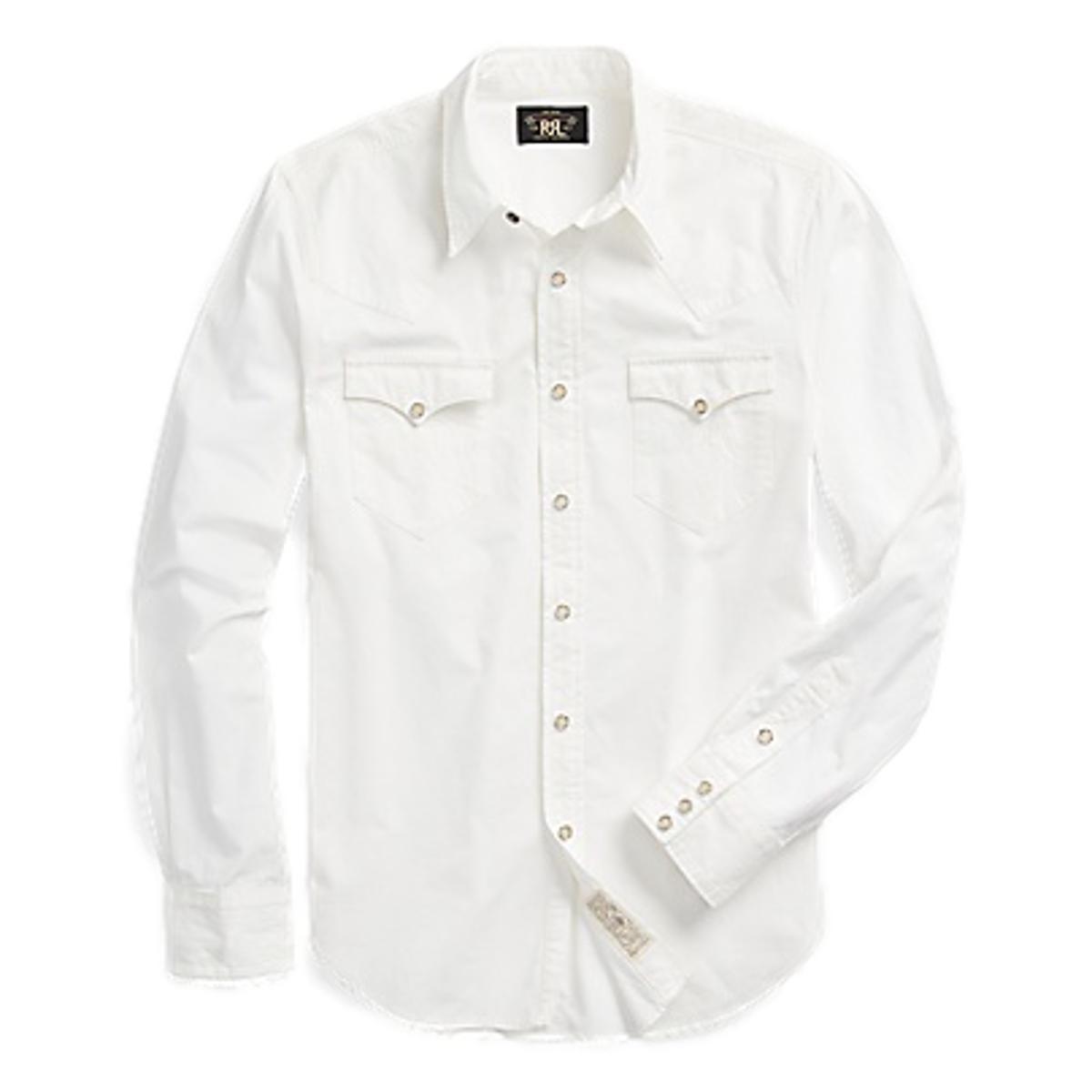 Slim Fit Poplin Western Shirt White Product Image