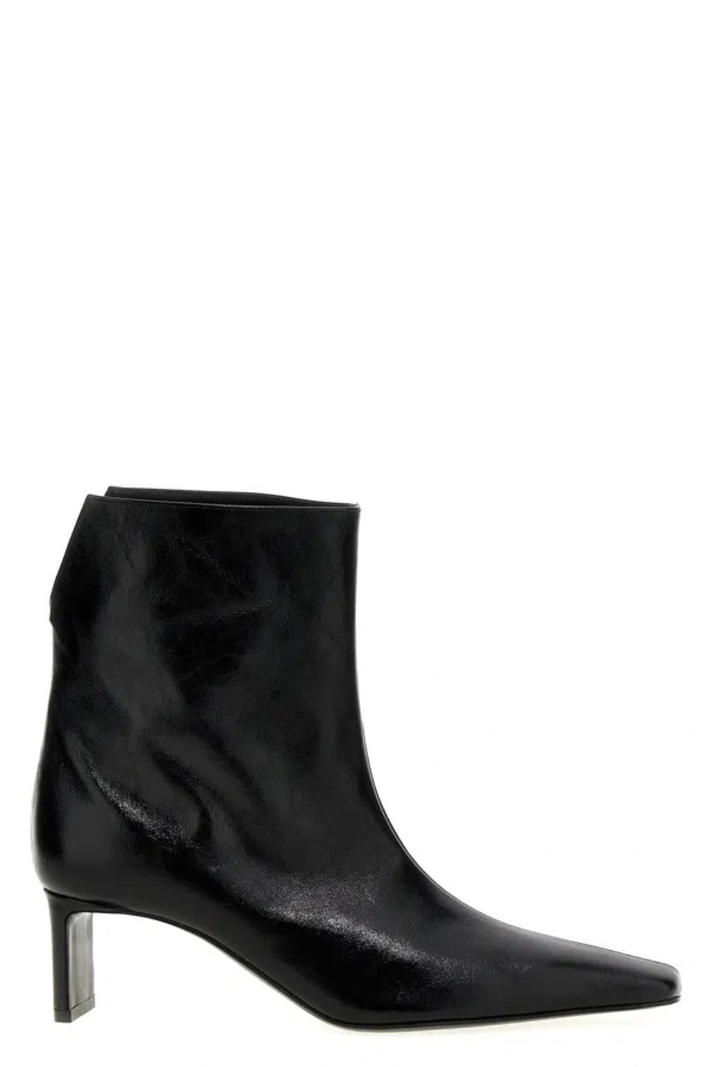 KHAITE Ona Leather Ankle Boots In Black Product Image