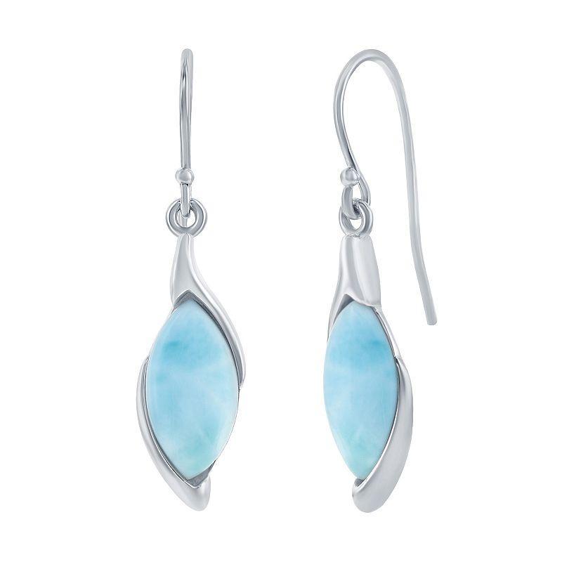 Sterling Silver Marquise Larimar Earrings, Womens Product Image