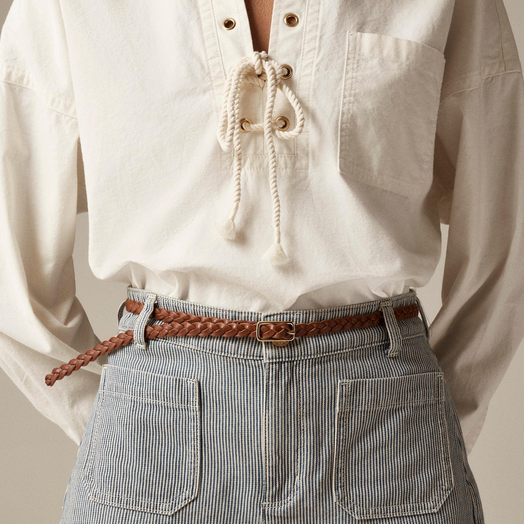 Skinny braided belt in Italian leather Product Image