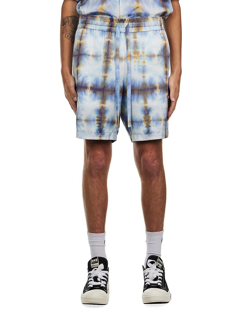 Mens Tie-Dye Silk-Blend Shorts Product Image