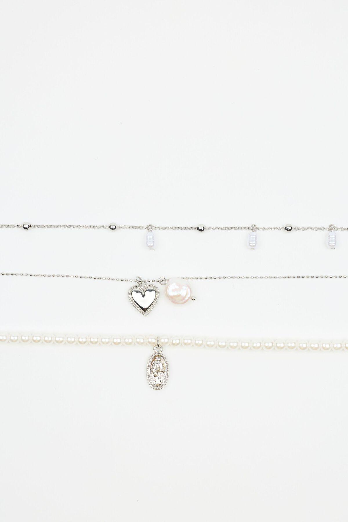 Set of 3 Pearl & Charm Necklace Product Image