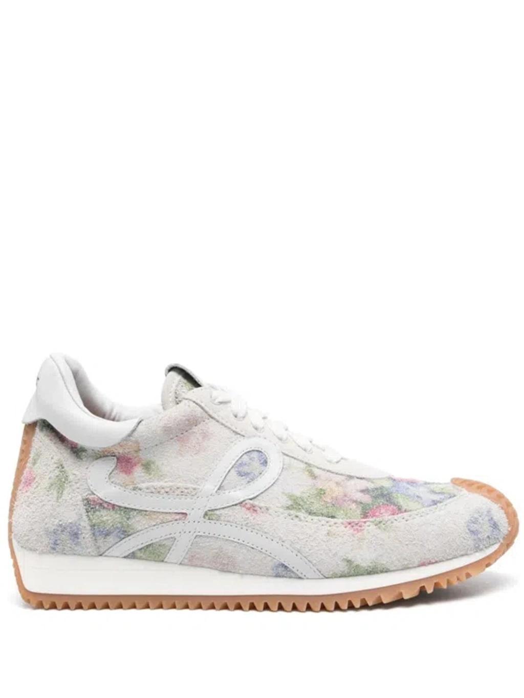 Flow Retro Floral Runner Sneakers In White Product Image