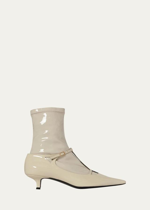 THE ROW Cyd Patent T-strap Booties In Vanilla Product Image