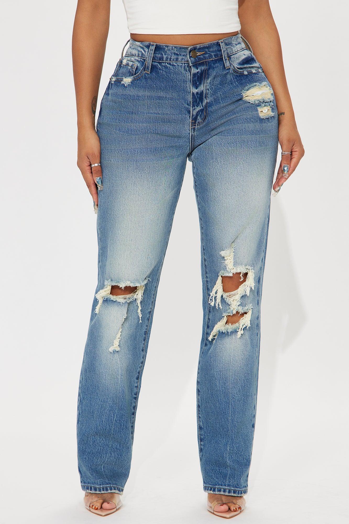 Avalon Stretch Ripped Straight Leg Jeans - Vintage Wash Product Image