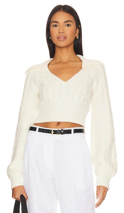 Lovers and Friends Mel Cable Knit Sweater in Ivory. Size M, XL. product image