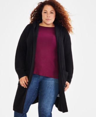 Plus Size Hooded Cardigan, Created for Macy's Product Image