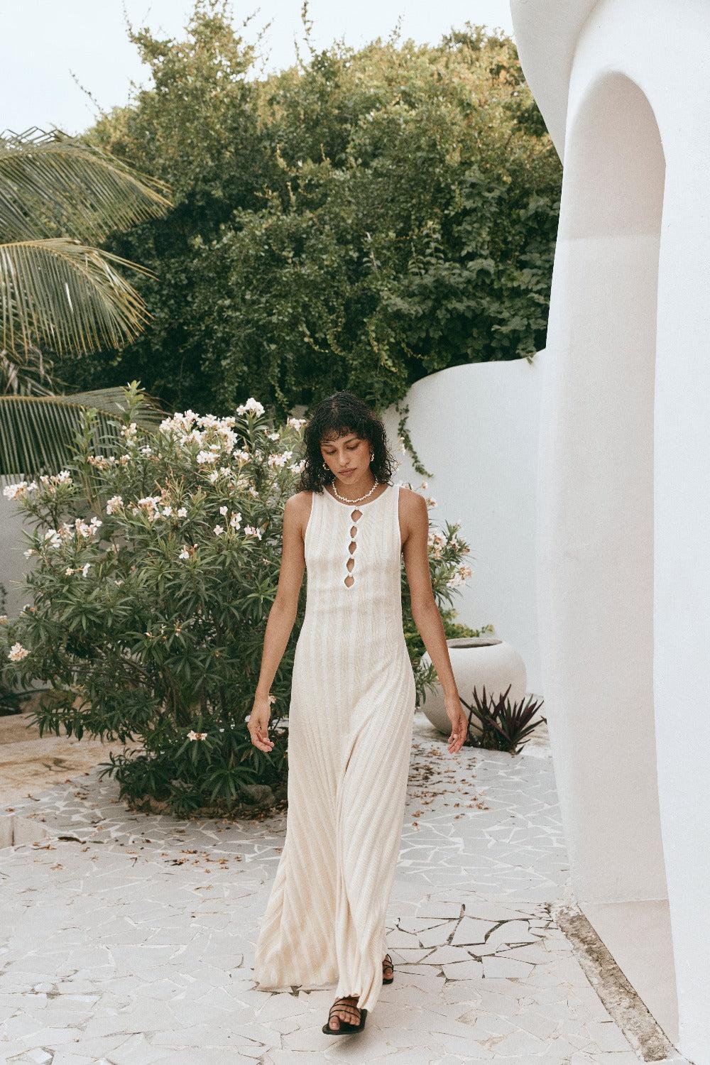 El Mar Knit Maxi Dress Cream Product Image