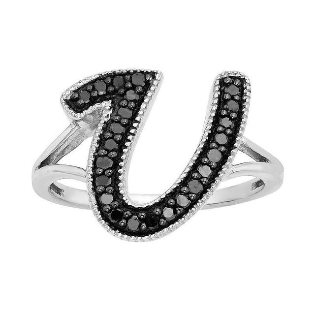 Jewelexcess Sterling Silver 1/4-ct. T.W. Black Diamond Initial Ring, Womens Product Image