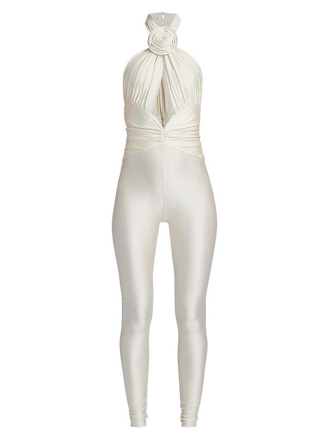 Womens Abreen Stretch Shimmer Cut-Out Halterneck Jumpsuit Product Image