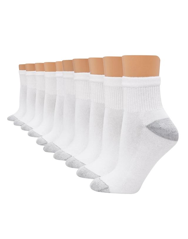 Hanes Womens Extended Size Cushioned 10pk Ankle Socks 8-12 Product Image