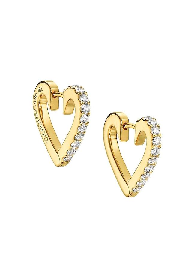 Womens Endless 18K Yellow Gold & Diamond Small Heart Hoop Earrings Product Image