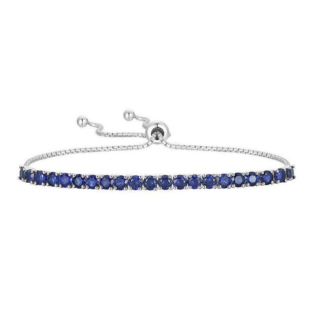 Sterling Silver Lab-Created Sapphire Bolo Bracelet, Womens White Product Image