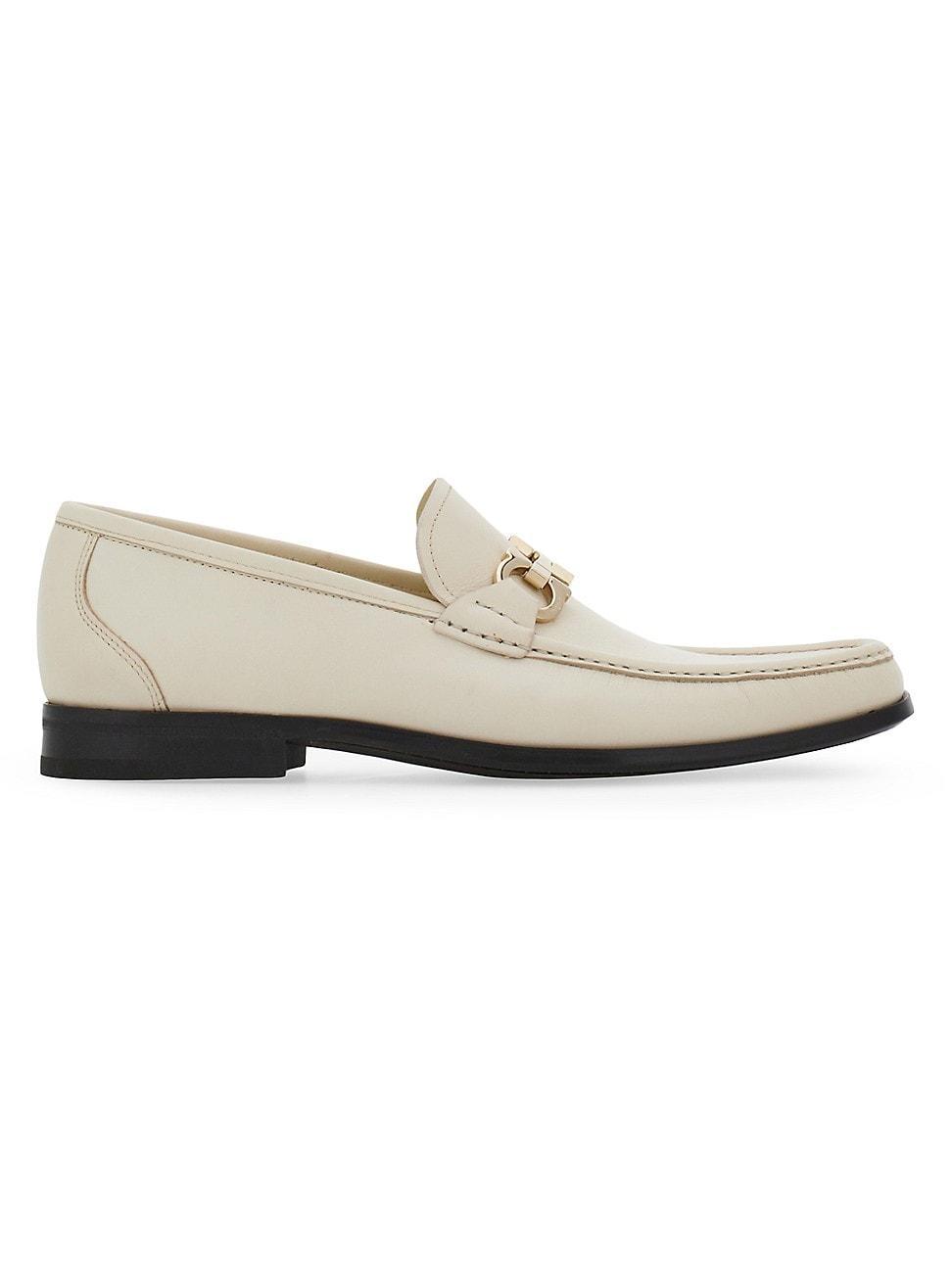 Ferragamo Mens Grandioso Double Gancini Bit Leather Slip On Loafers - D Product Image