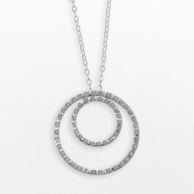 Diamond Fascination 14k White Gold Double-Circle Pendant, Womens Product Image