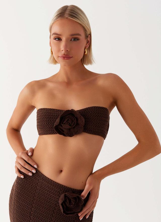 Kelcie Rose Crochet Bandeau Top - Chocolate Product Image