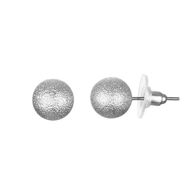 Emberly Silver Tone Textured Sphere Stud Earrings, Womens, None Product Image