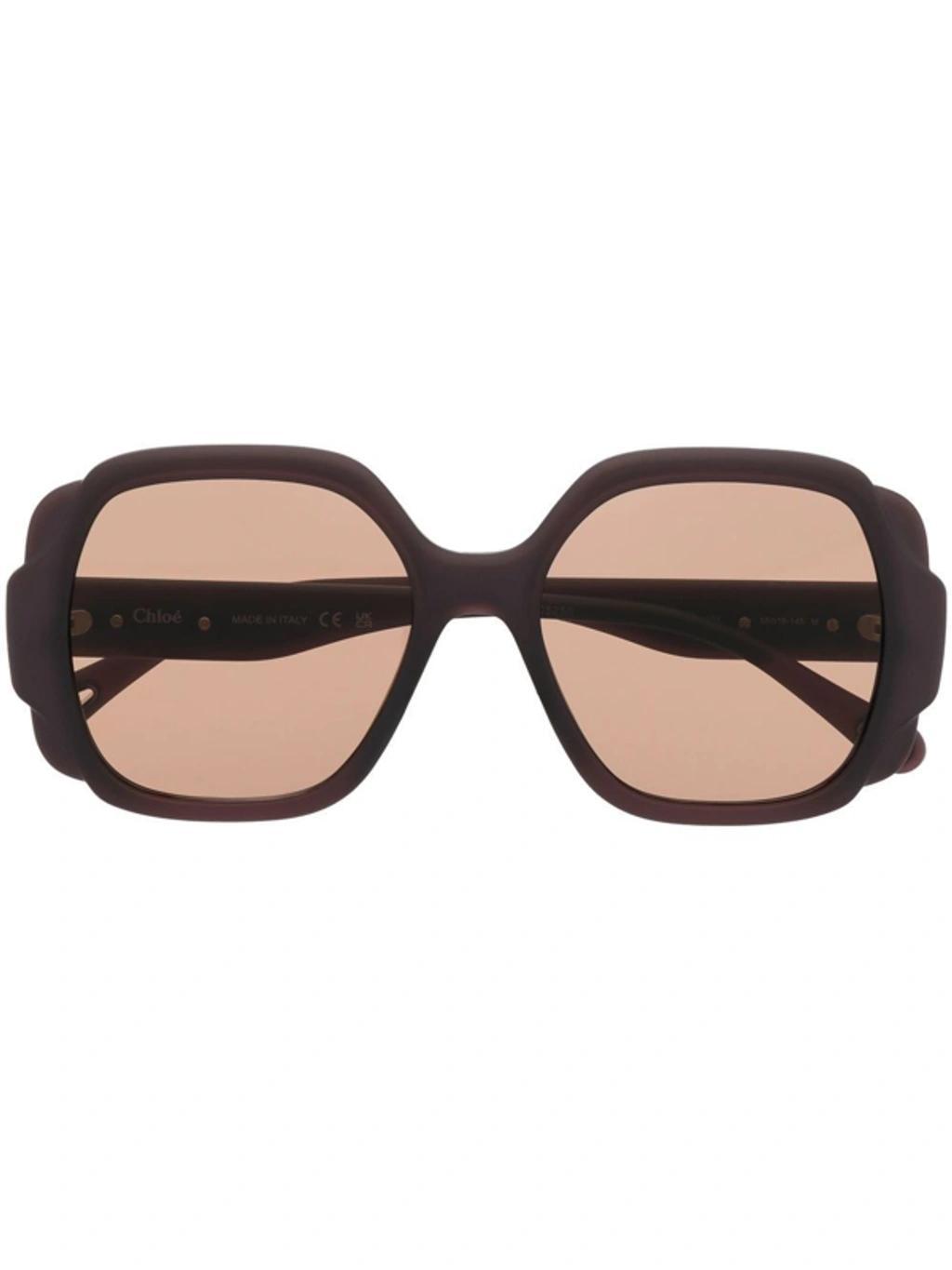 Square-frame Tinted Sunglasses In Braun Product Image