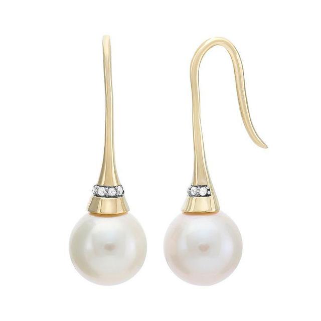 Freshwater Cultured Pearl and Diamond Accent 14k Gold Drop Earrings, Womens, White Product Image