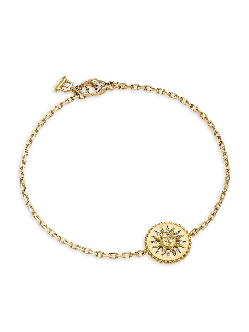 Womens Celestial Orbit 18K Yellow Gold & 0.2 TCW Diamond Sun Charm Bracelet Product Image