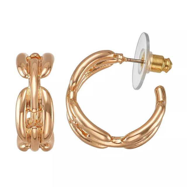 Napier Gold Tone Chain Link C-Hoop Earrings, Womens Product Image