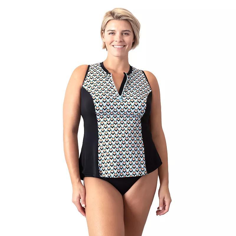 Plus Size Fit 4 U Sleeveless 1/4-Zip Swim Shirt, Womens Product Image